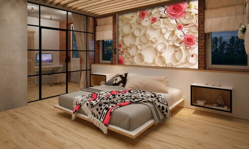 дизайн спальни с фотообоями