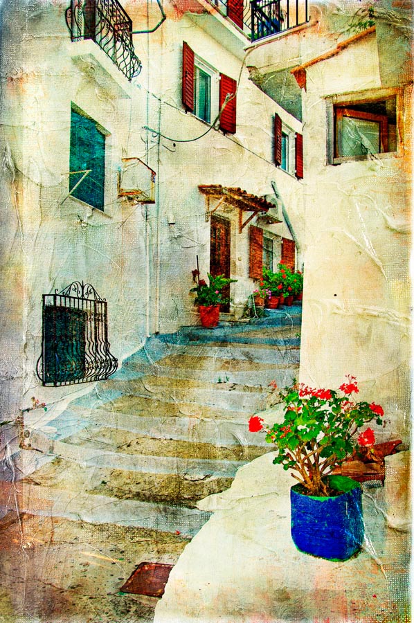 Фотообои Ступеньки на улице в греции
