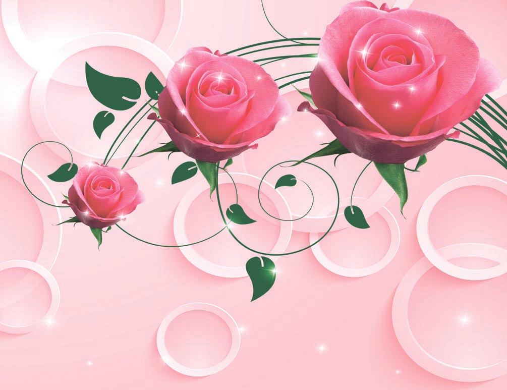 Фотообои Розовые розы 3d