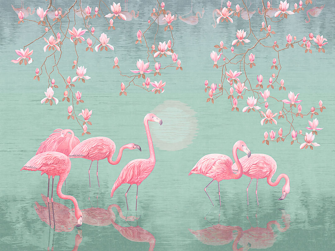 Фотообои Розовые фламинго