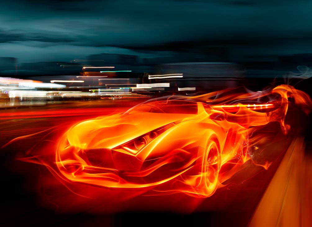 Фотообои Огненный автомобиль