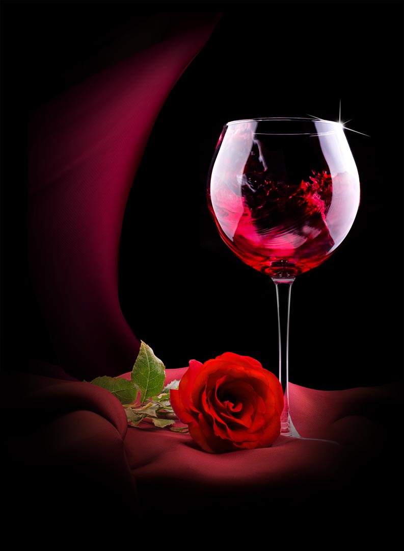 Фотообои красное вино и роза