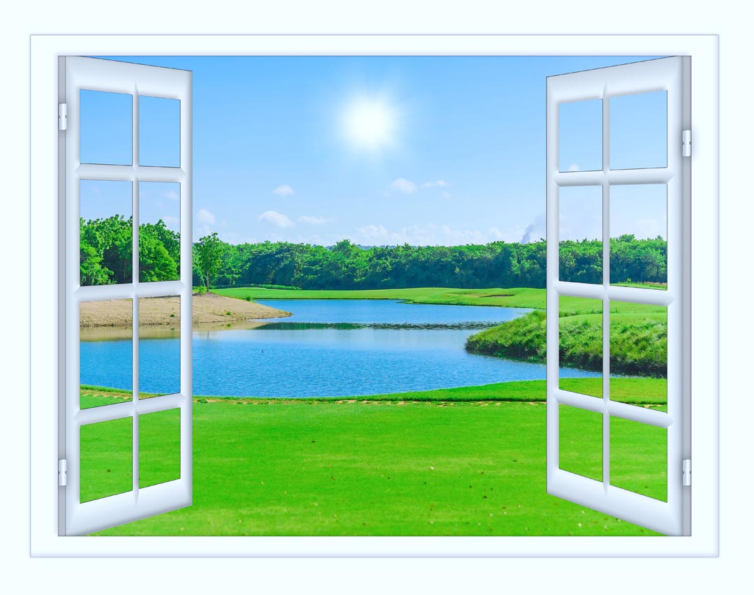 Фотообои озеро за окном