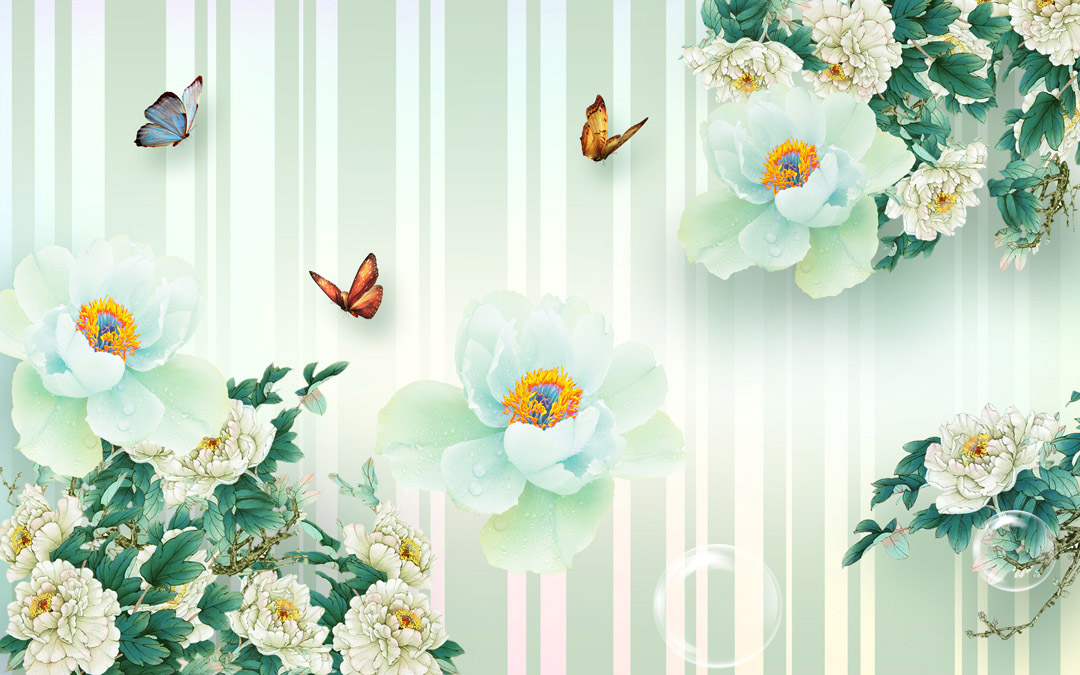 Фотообои  Салатовые цветы 3д