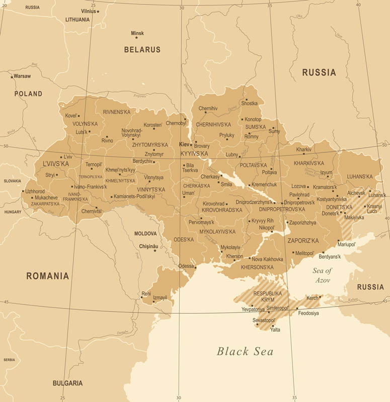 Фотообои Административная карта Украины
