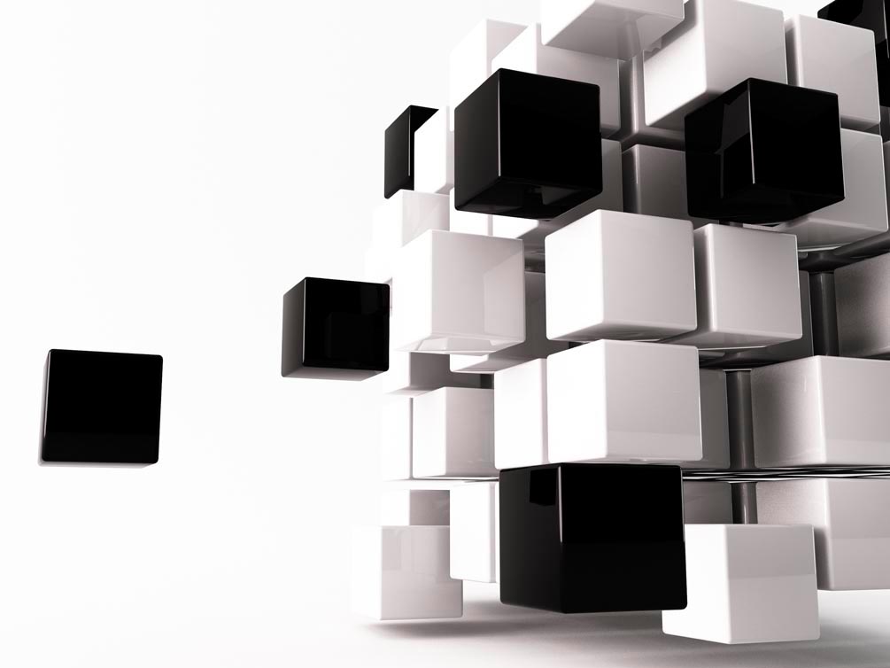 3д фотообои Черние и белые кубы