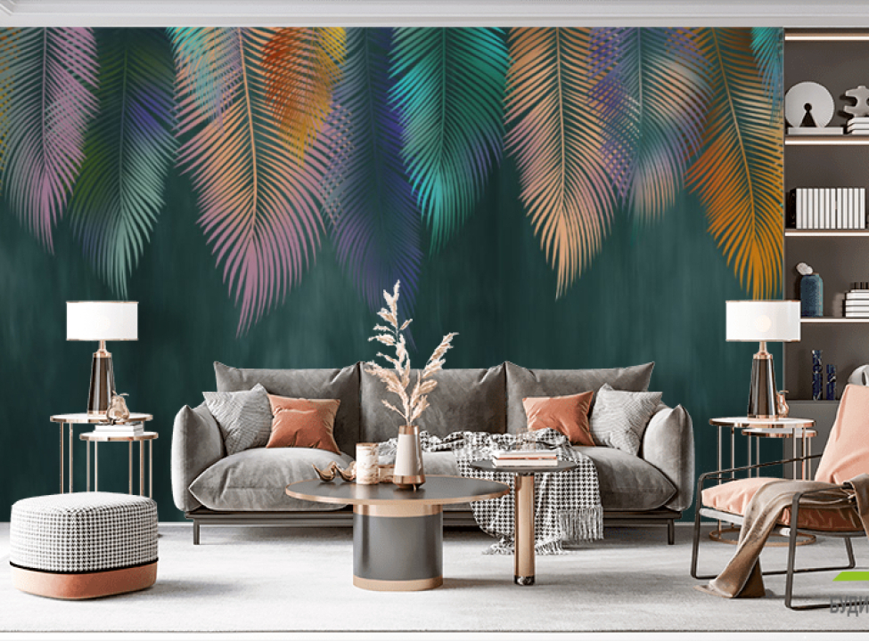 выбрать Фотошпалери листя в сірих відтінках Каталог фотошпалер на стіну