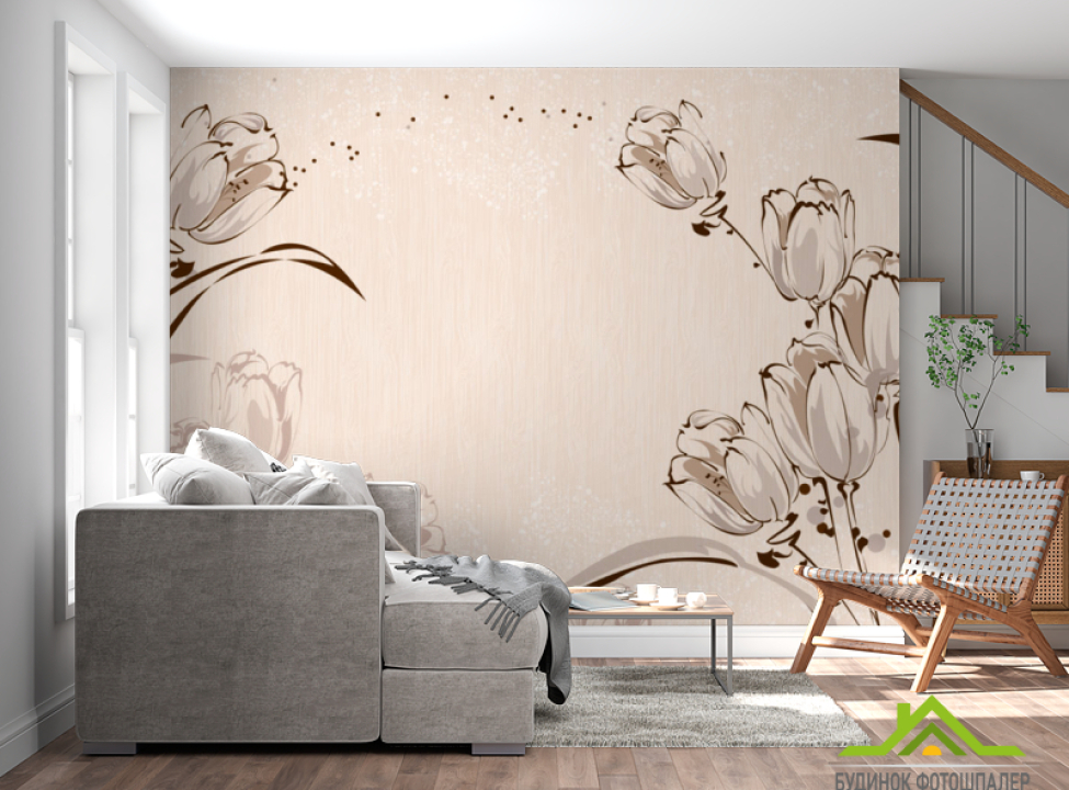выбрать Фотообои Векторные тюльпаны 3Д Каталог фотообоев на стену