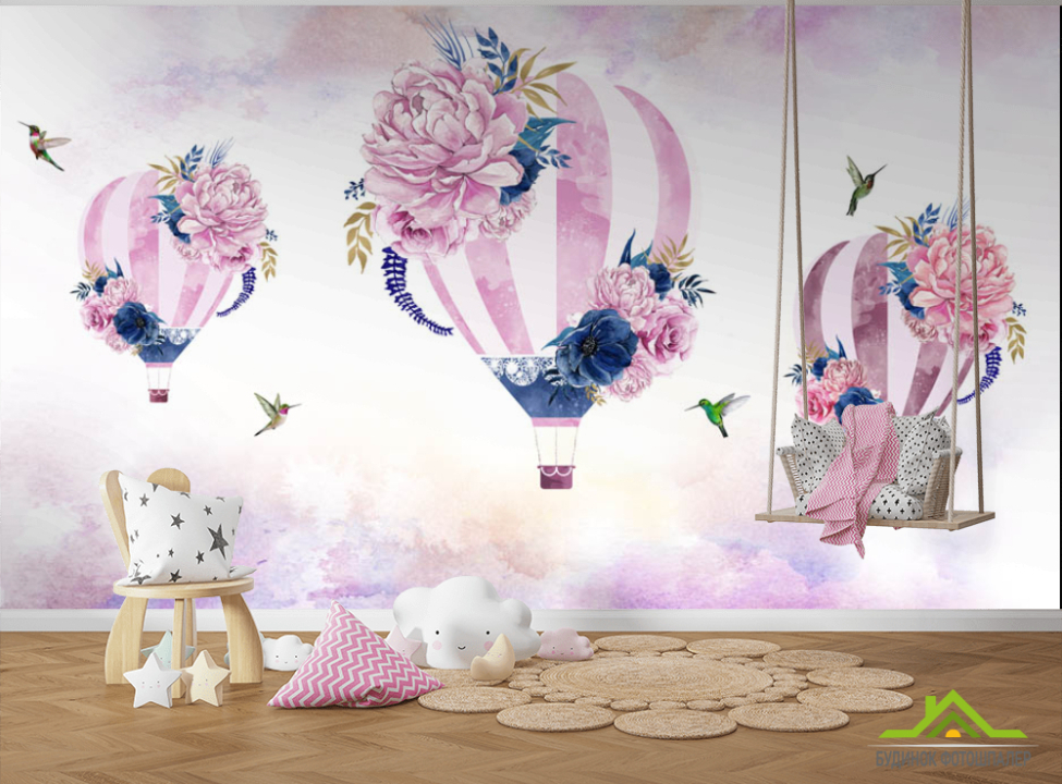 выбрать Фотошпалери Рожеві повітряні кулі Фотошпалери Little kids на стіну