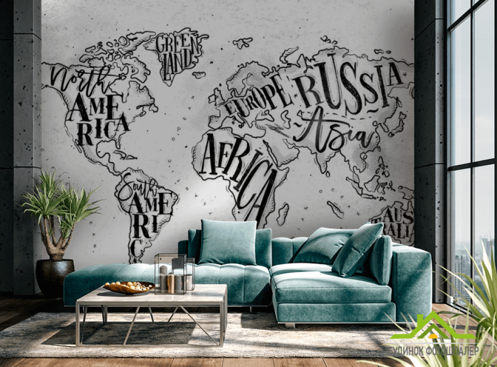 выбрать Фотошпалери Карта на білому тлі Каталог фотошпалер на стіну