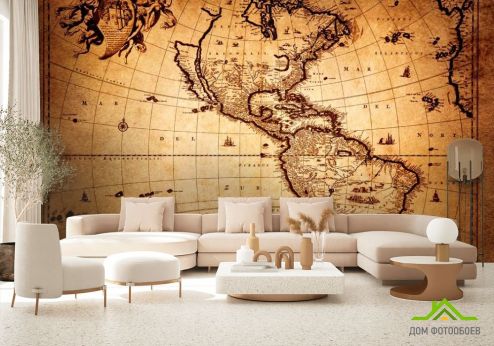 выбрать Фотообои Американская карта Фотообои Фотообои карта Мира: горизонталная, горизонтальная, рисунок ориентация на стену