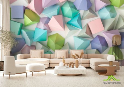 выбрать Фотообои разноцветное бумажное оригами Фотообои Геометрия на стену