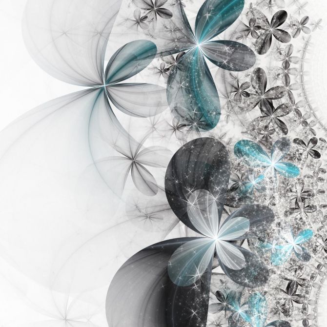 Фотообои серо-бирюзовые абстрактные цветы
