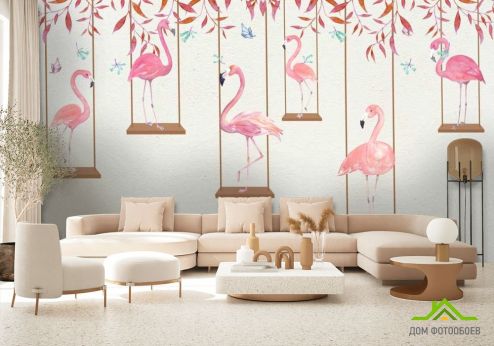 выбрать Фотообои Фламинго на качелях Фотообои Животные на стену