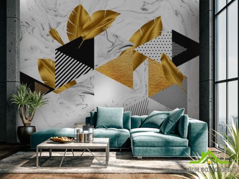 выбрать Фотообои Золотая геометрия на мраморе Art Deco на стену