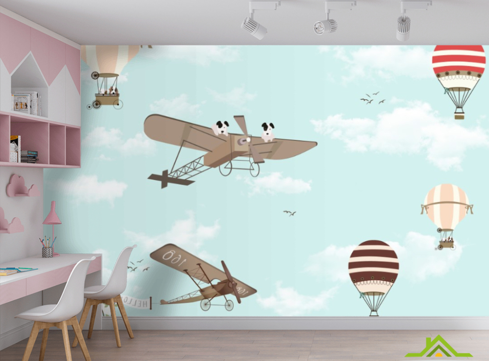 выбрать Фотообои воздушные шары и самолеты Фотообои Little kids на стену