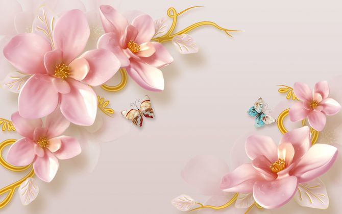 Фотошпалери Керамічні лілії з метеликами