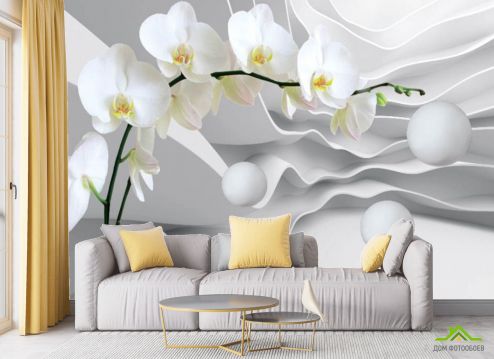 выбрать Фотообои Орхидея 3д Фотообои в гостиную: горизонталная, горизонтальная ориентация на стену