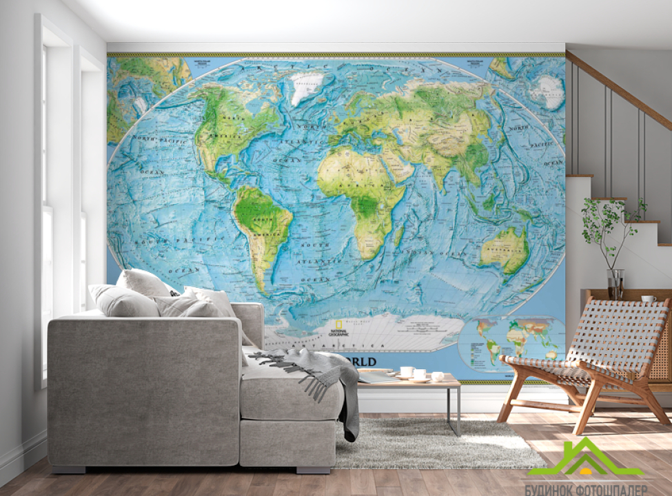 выбрать Фотообои Физическая карта мира Каталог фотообоев на стену