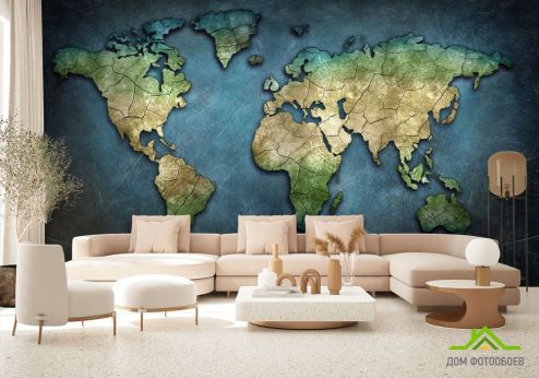 выбрать Фотообои Карта мира в синих тонах Фотообои Фотообои карта Мира: горизонталная, горизонтальная ориентация на стену