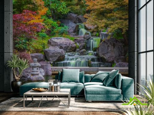 выбрать Фотообои Водопад в японском саду Фотообои Природа на стену