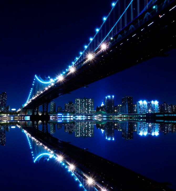 Фотообои Мост вода ночь New York