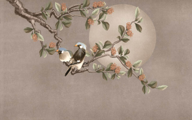 Фотообои птицы на ветке