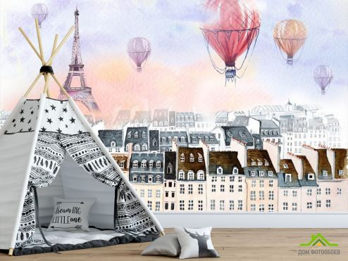 выбрать Фотообои Париж и воздушные шары Фотообои в детскую на стену