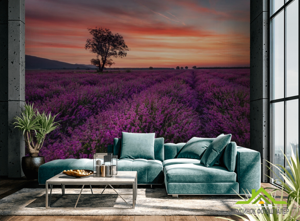 выбрать Фотошпалери бузкове поле і рожевий захід Каталог фотошпалер на стіну