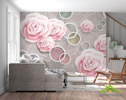 выбрать Фотошпалери Рожеві трояндочки 3Д Фотошпалери 3Д на стіну