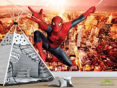 выбрать Фотообои Человек паук над городом Фотообои, цвет: «» на стену