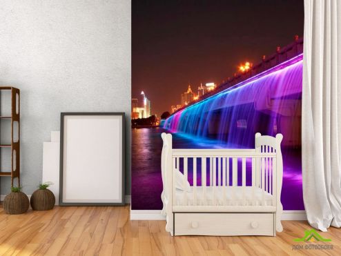 выбрать Фотообои Ночь мост цветомузыка Фотообои Город на стену