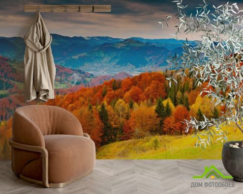 выбрать Фотообои Яркая осень, горы Оранжевые фотообои на стену