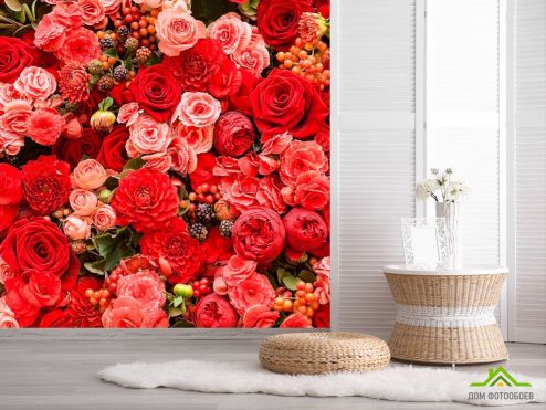 выбрать Фотообои Букет алых цветов Фотообои Цветы на стену