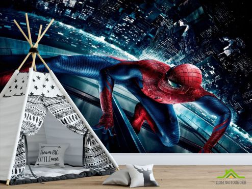 выбрать Фотообои Человек паук в городе Фотообои Фотообои в детскую: горизонталная, горизонтальная ориентация на стену
