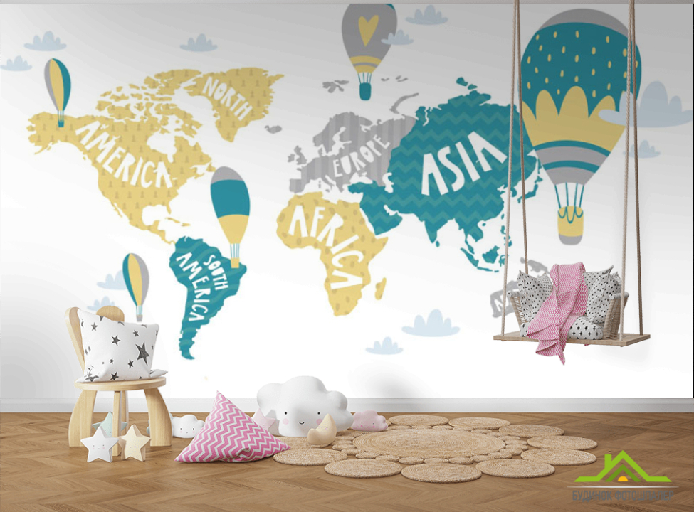 выбрать Фотообои Карта детская Каталог фотообоев на стену