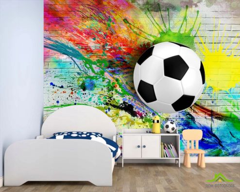 выбрать Фотошпалери М'яч і фарба на тлі стіни Дитячі фотообої на стіну