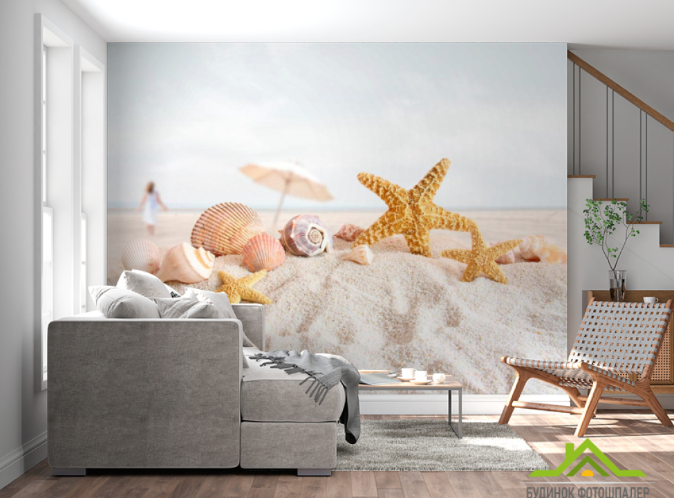 выбрать Фотошпалери Мушлі на піску Каталог фотошпалер на стіну