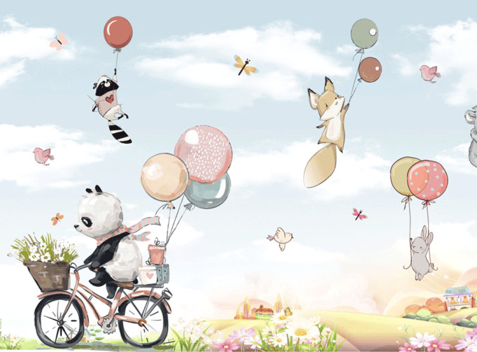 выбрать Фотообои Звери и воздушные шарики Фотообои Little kids на стену