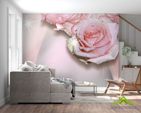 выбрать Фотообои 3д розы Фотообои Фотообои Цветы: картинка, розовый  на стену