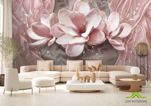 выбрать Фотообои Розовые 3д цветы Фотообои 3Д на стену