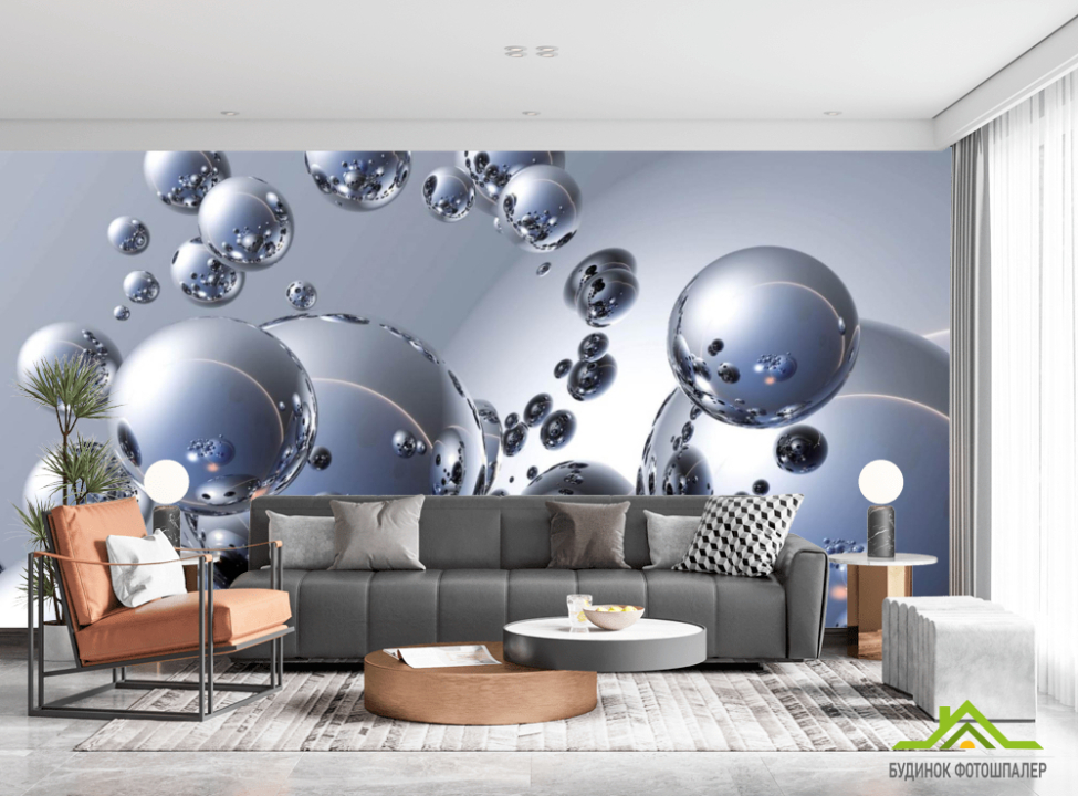 выбрать Фотошпалери металеві кулі 3д Каталог фотошпалер на стіну