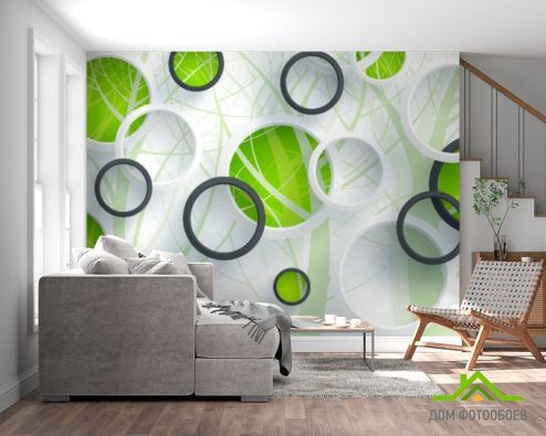 выбрать Фотообои Зеленые круги и дерево Фотообои, цвет: «» на стену