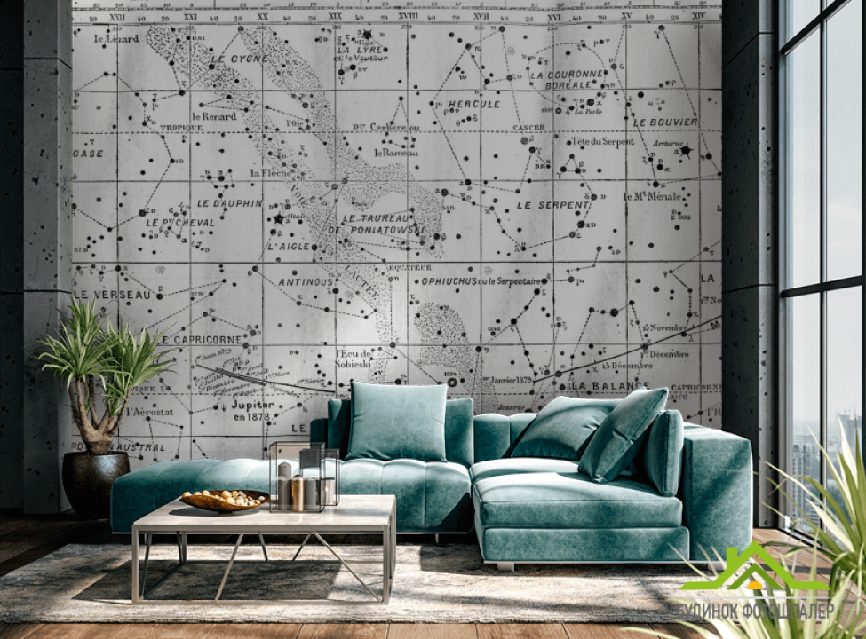 выбрать Фотообои Винтажная карта звездного неба Каталог фотообоев на стену