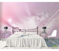 Фотообои Перо с росой на розовом фоне