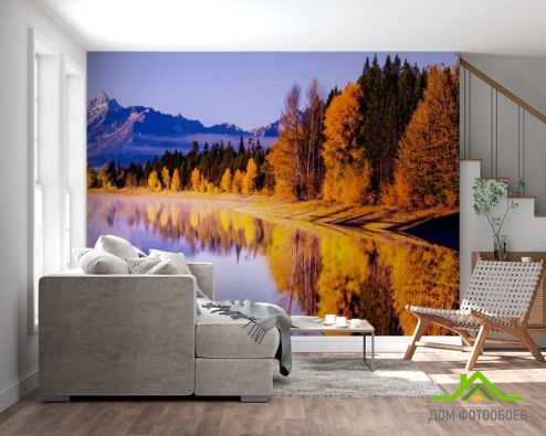выбрать Фотошпалери осінні дерева над озером Фотошпалери, колір: «» на стіну