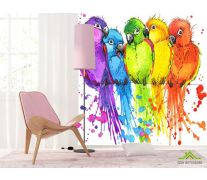 Фотообои пять разноцветных попугаев рисунок