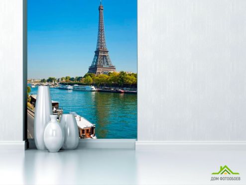 выбрать Фотошпалери Эйфелева вежа Фотошпалери Фотошпалери Париж: фото, блакитний  на стіну
