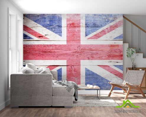 выбрать Фотообои флаг Великобритании на деревянном фоне Фотообои Фотообои Лофт: горизонталная, горизонтальная ориентация на стену
