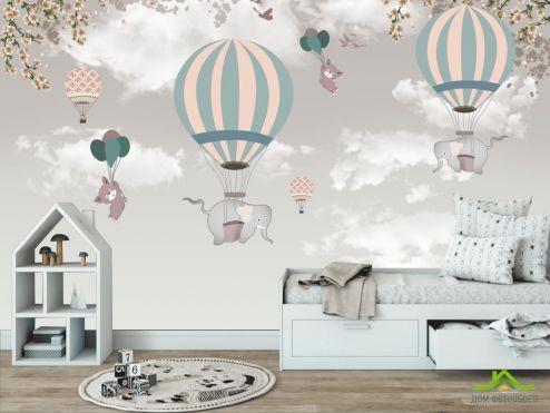 выбрать Фотообои Слон на воздушном шареДетские домики Фотообои Little kids на стену